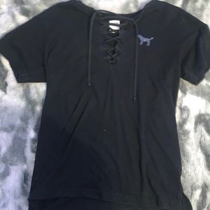PINK Lace Up Campus Tee